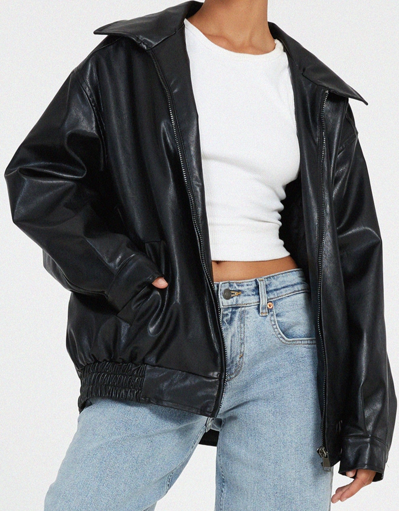 Veste Oversize en Simili Cuir | Style Décontracté | Veste Polyvalente