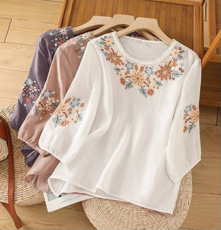 Haut brodé en coton de qualité supérieure