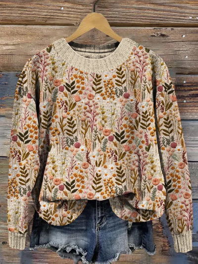 Jana™ - Pull en laine doux, fleuri et tricoté à la main