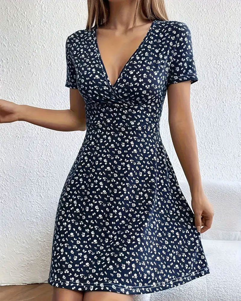 Robe Florale V-Neck Décontractée