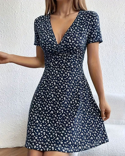 Robe Florale V-Neck Décontractée