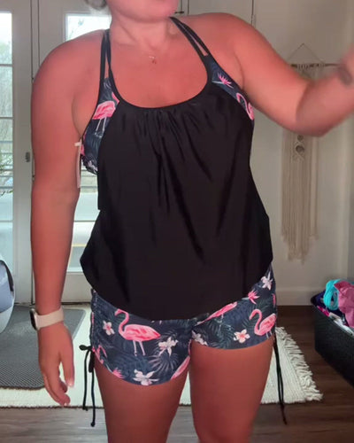 Maillot de bain – Imprimé flamant rose deux pièces