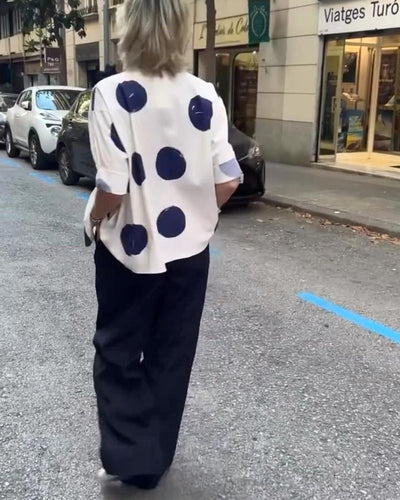 Blouse Manches Mi Longues À Pois Lâche