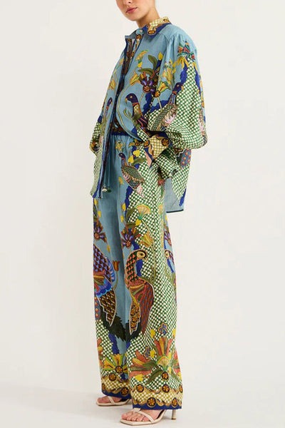 Ensemble à imprimé unique et ensoleillé satin