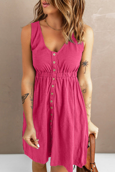Désirée - Robe D'Été À Boutons, Manches Courtes Et Décolleté En V