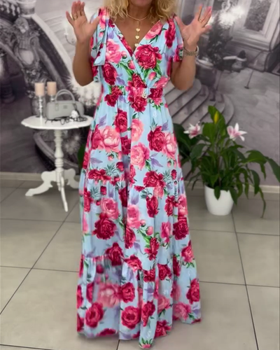 Robe Sexy Décolleté en V Imprimé