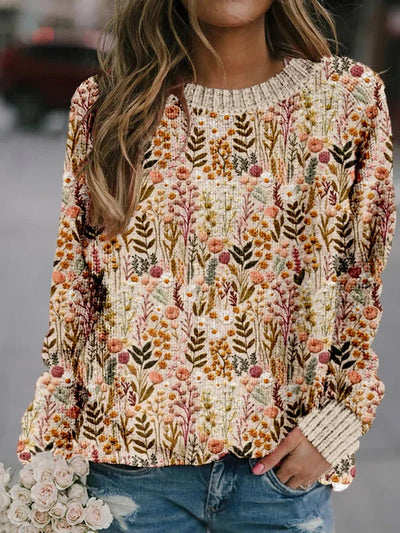 Jana™ - Pull en laine doux, fleuri et tricoté à la main