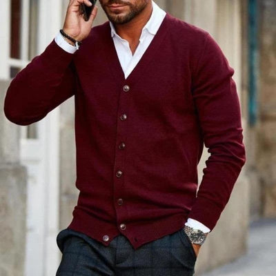 Cardigan homme – Maille douce – Coupe régulière – Col V – Fermeture boutonnée