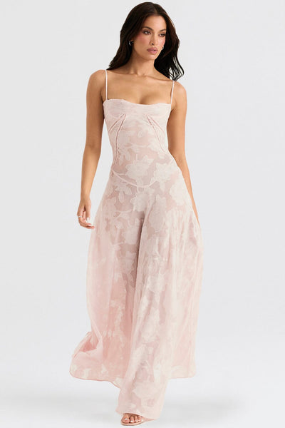 Robe Longue à Motifs Floraux | Élégance Romantique | Tissu Fluide