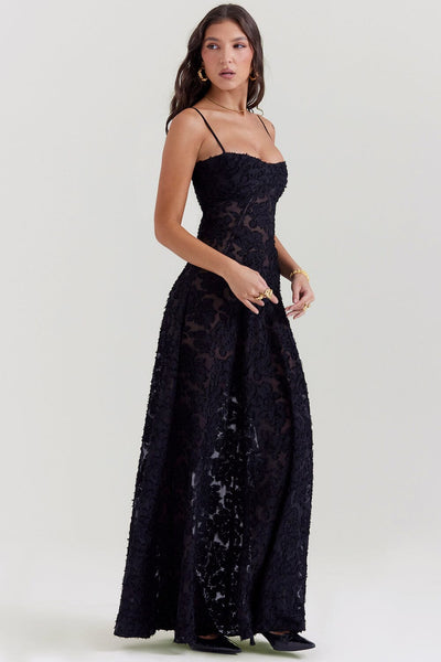 Robe Longue à Motifs Floraux | Élégance Romantique | Tissu Fluide