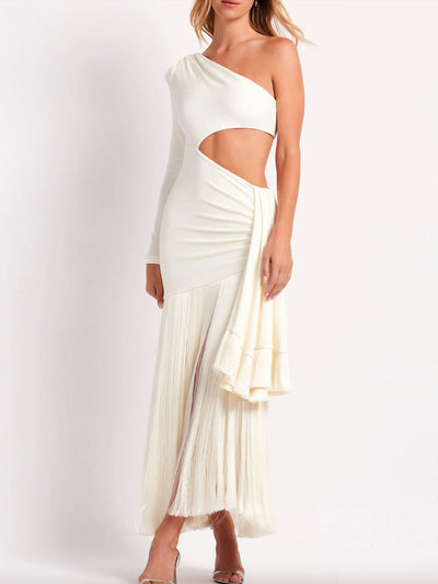 Robe longue à franges découpées