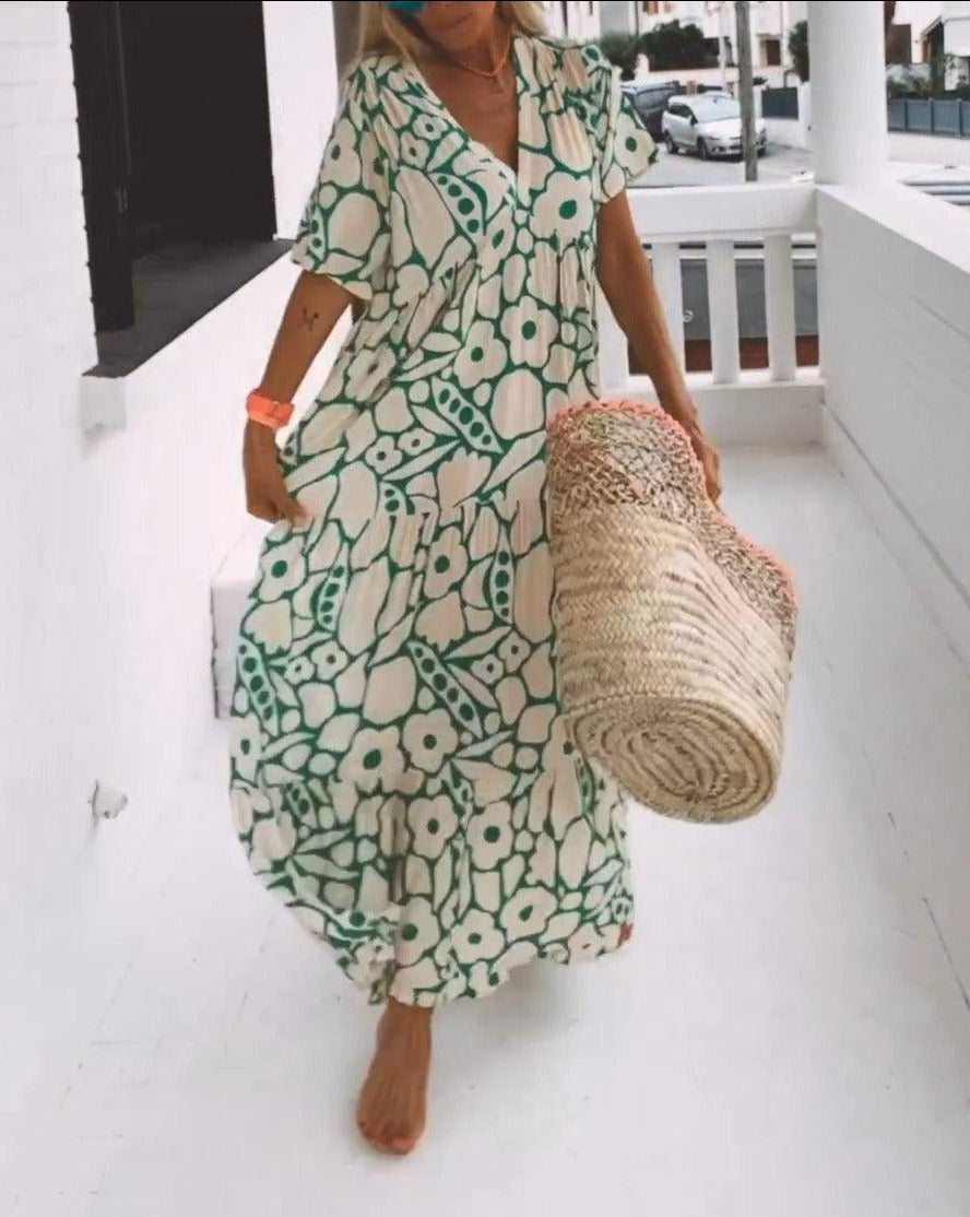 ESTER – Robe Longue à Manches Courtes