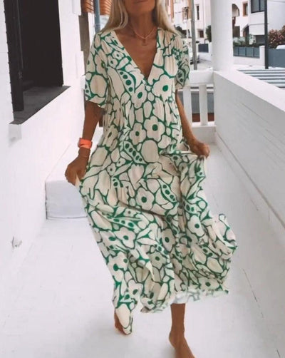 ESTER – Robe Longue à Manches Courtes