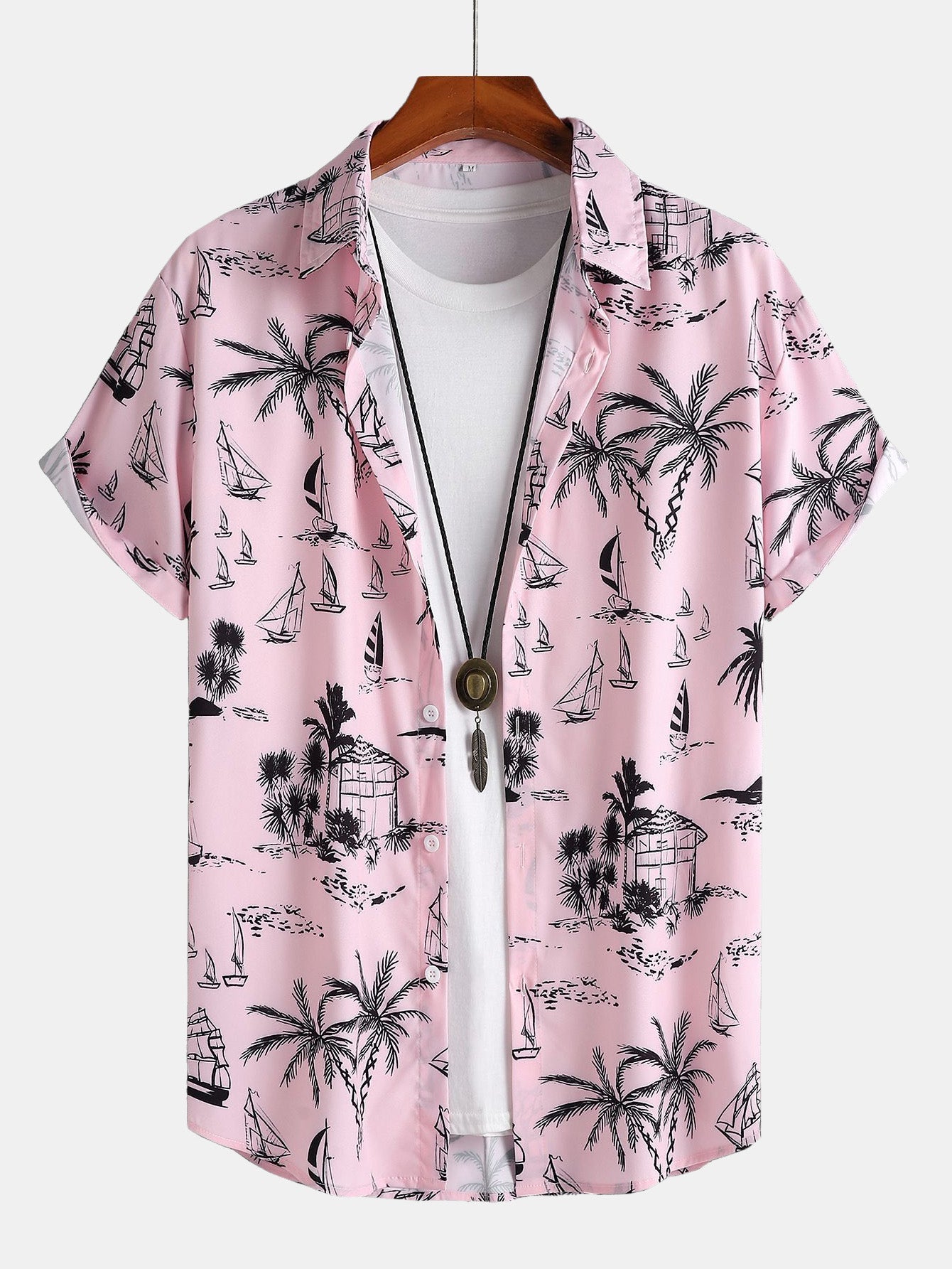 Ensemble Estival : Chemise Boutonnée Voiliers & Palmiers + Short de Bain