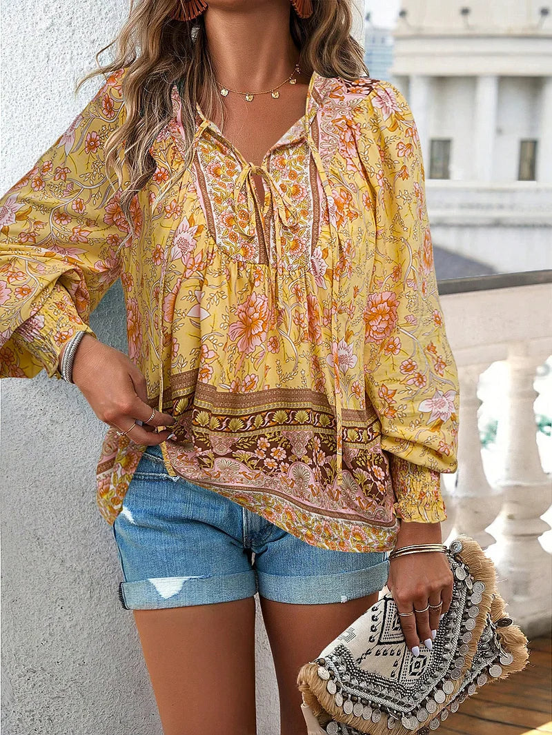 Sallie™ | Top Bohémien Fluide avec Motif Floral
