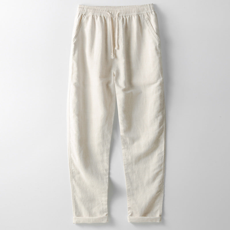 Pantalon homme – Coupe ample – Jambes droites – Taille élastique à cordon – Tissu léger