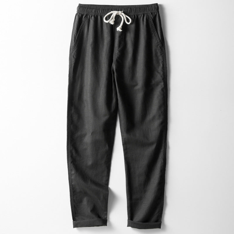 Pantalon homme décontracté – Coupe ample – Jambe droite – Taille élastique ajustable