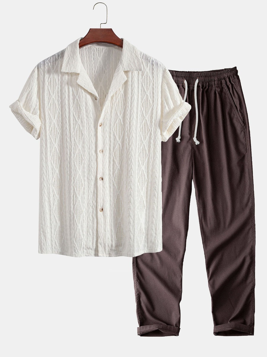 Chemise jacquard cubaine et pantalon en lin