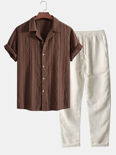 Chemise jacquard cubaine et pantalon en lin