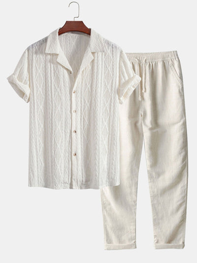 Chemise jacquard cubaine et pantalon en lin