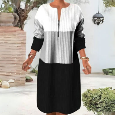 Libella™ | Robe Tricotée Chic en Bloc de Couleurs