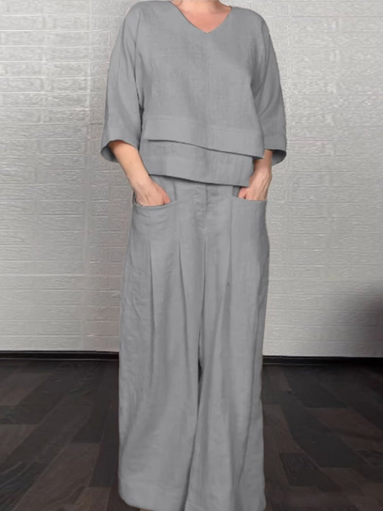 Ensemble ample à manches trois-quarts pour femme