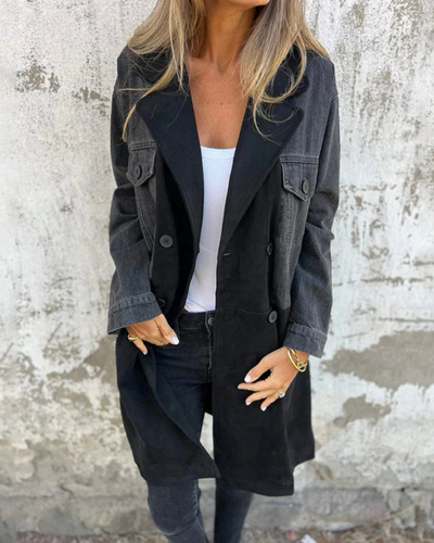 MARITES - MANTEAU EN DENIM ET DAIM