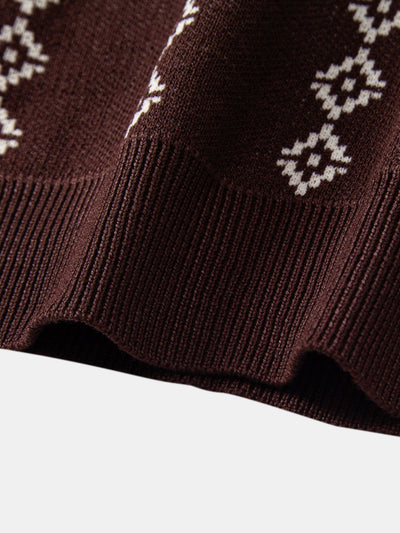 Polo en Maille Géométrique à Col en V & Short Chino en Coton