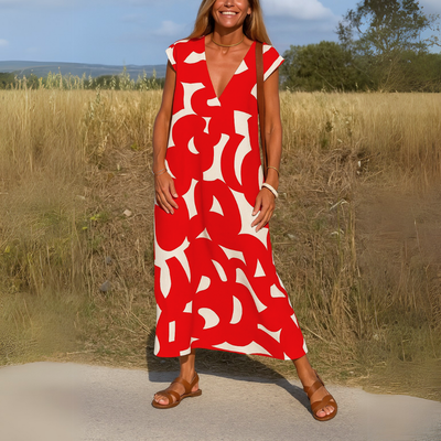 Morgane™ | Robe maxi avec impression artistique