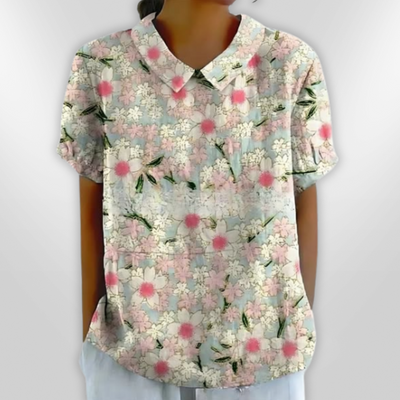 LINA | Blouse en lin à fleurs