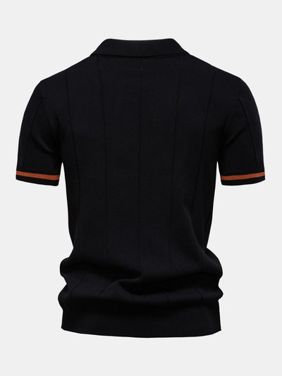 Polo en Maille à Fermeture Éclair avec Liseré Contrastant & Short Chino en Coton
