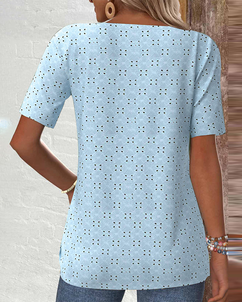 Blouse Décontractée Uni Creux