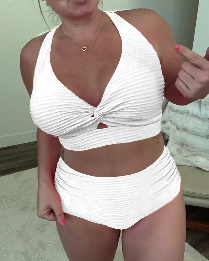 Bikini décontracté triangle de couleur unie