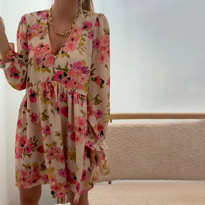 Robe à manches longues et col en V
