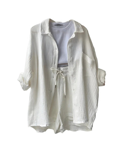 Ensemble short boutonné en coton
