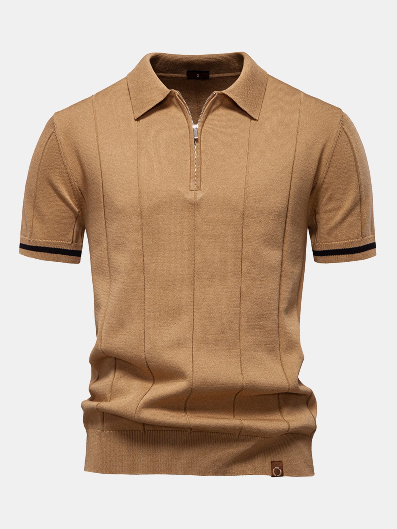Polo en Maille à Fermeture Éclair avec Liseré Contrastant & Short Chino en Coton
