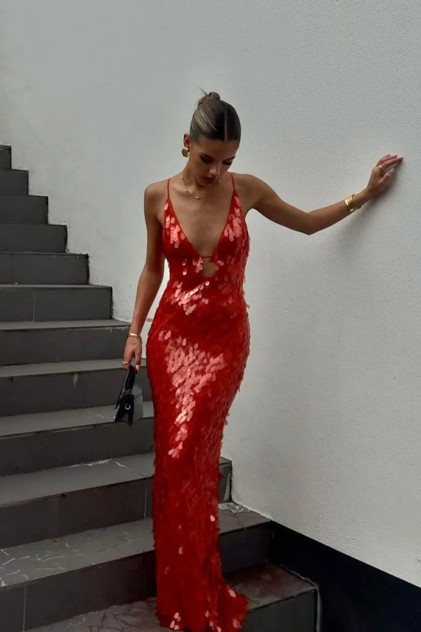 Robe longue à paillettes