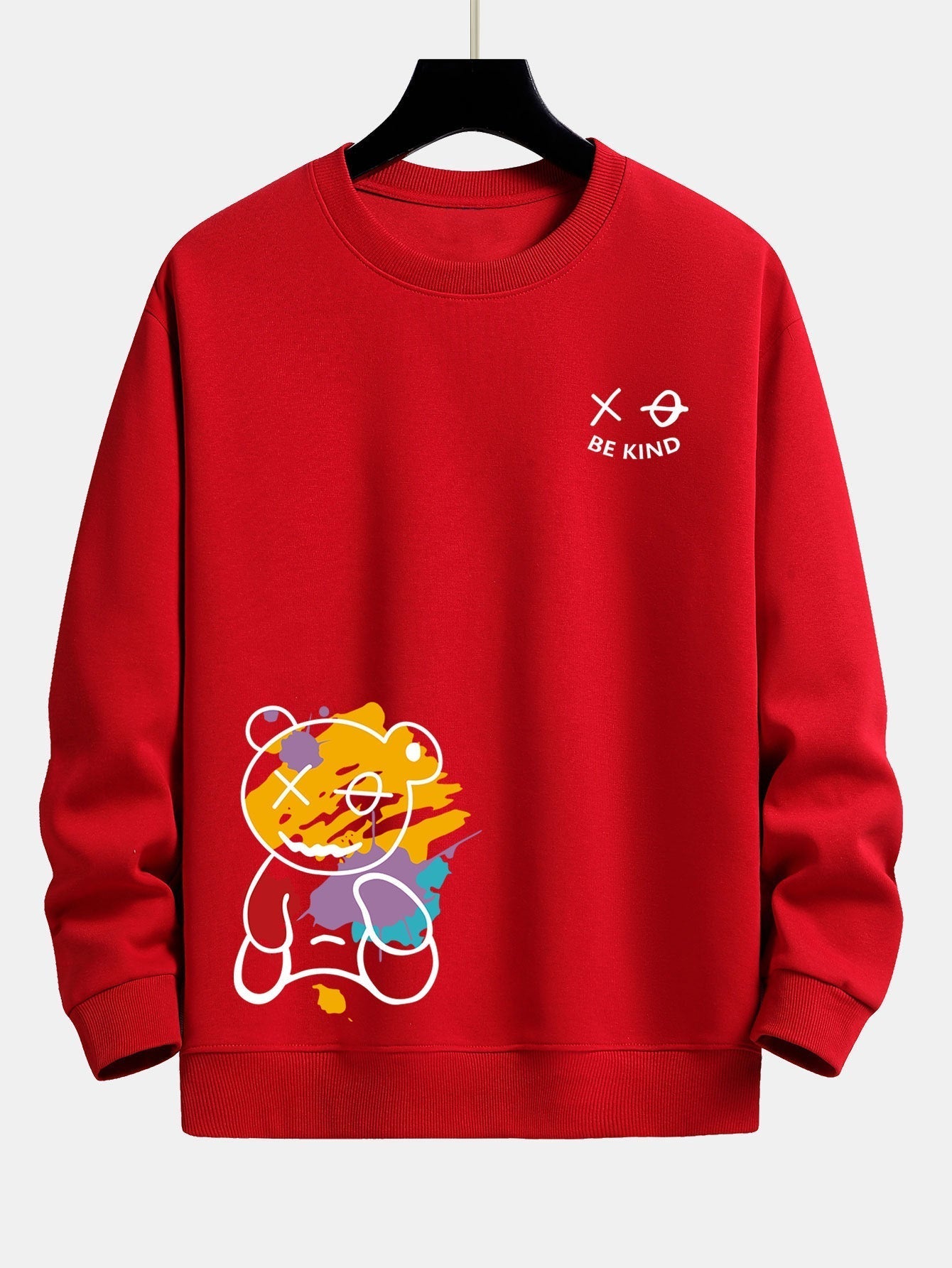 Sweat-shirt décontracté à imprimé ours graffiti