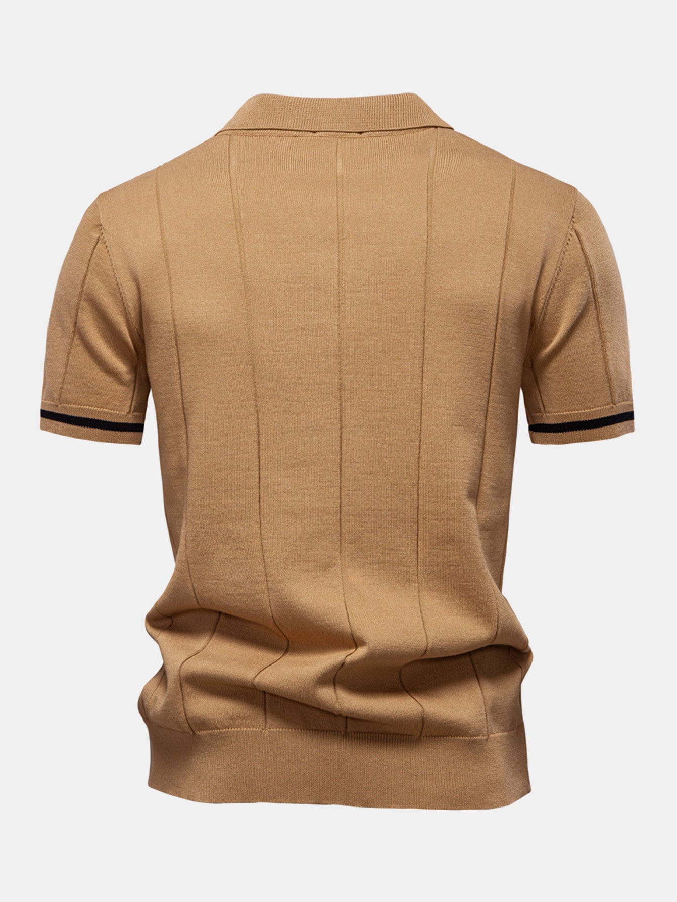 Polo en Maille à Fermeture Éclair avec Liseré Contrastant & Short Chino en Coton