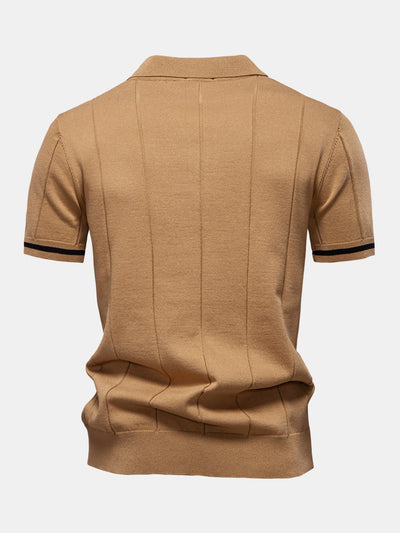 Polo en Maille à Fermeture Éclair avec Liseré Contrastant & Short Chino en Coton