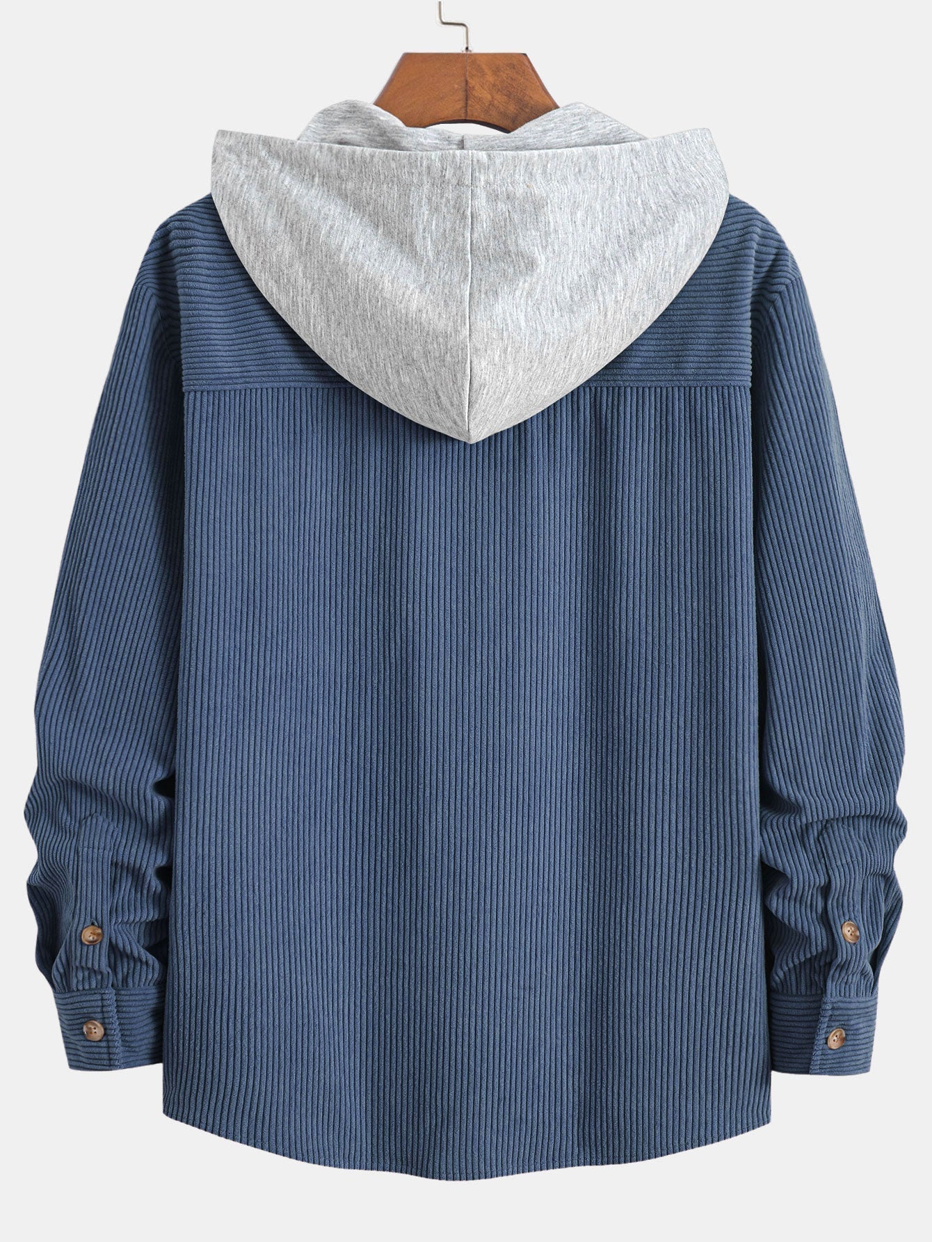 Chemise à capuche en velours côtelé contrasté