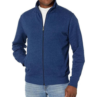 DOM | Veste sweat unie zippée à col montant pour hommes