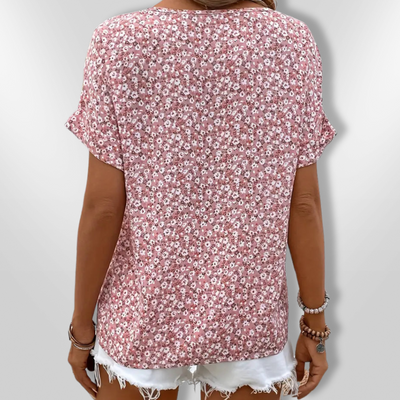WOLENA | Blouse Échancrée Fleur Sauvage