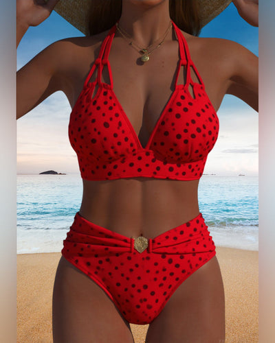 Maillot de bain sexy à pois en deux pièces