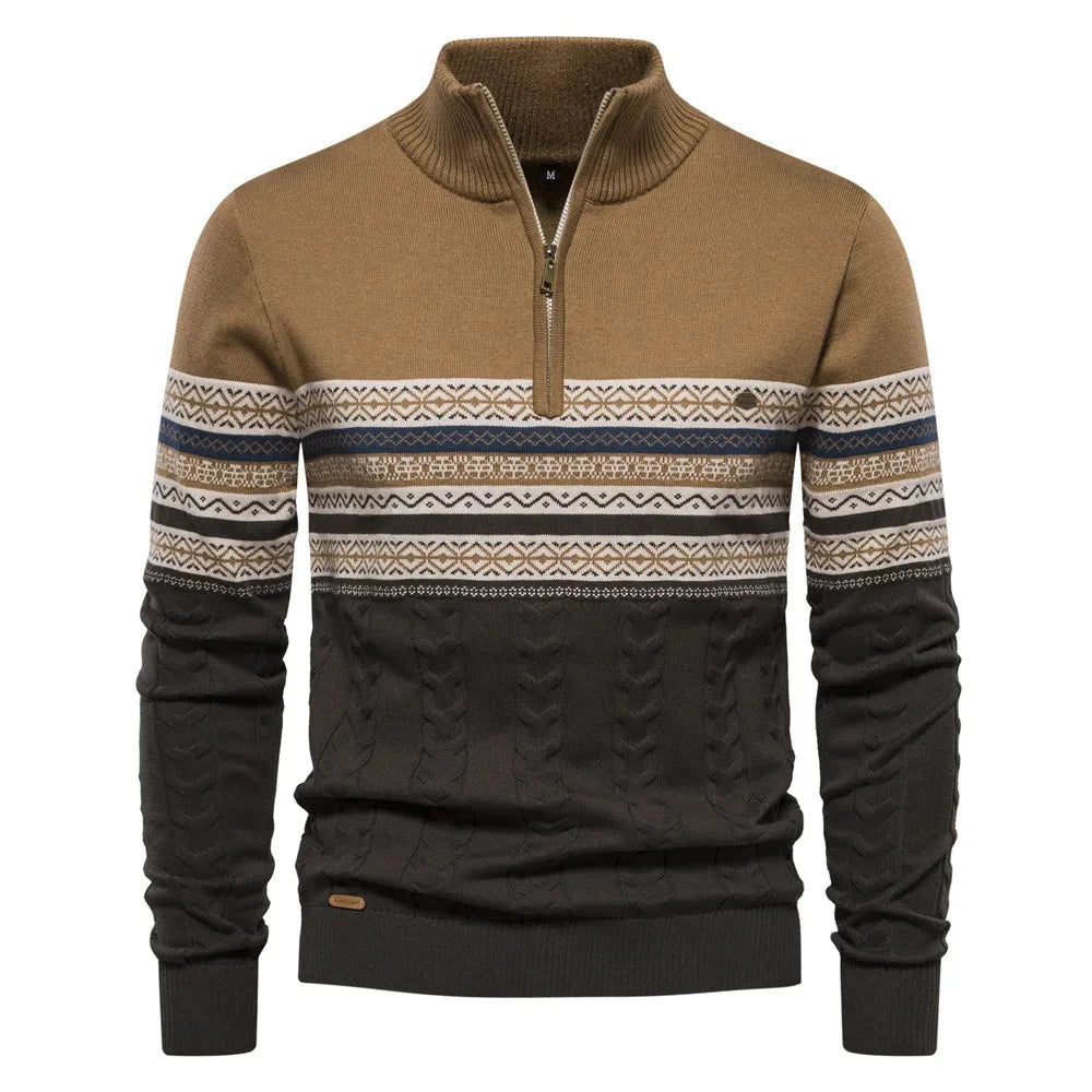 JASPE | Pull demi-zippé Fair Isle