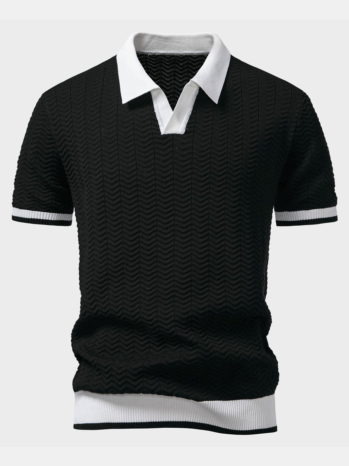Ensemble Polo Texturé Contrasté & Short Chino en Coton