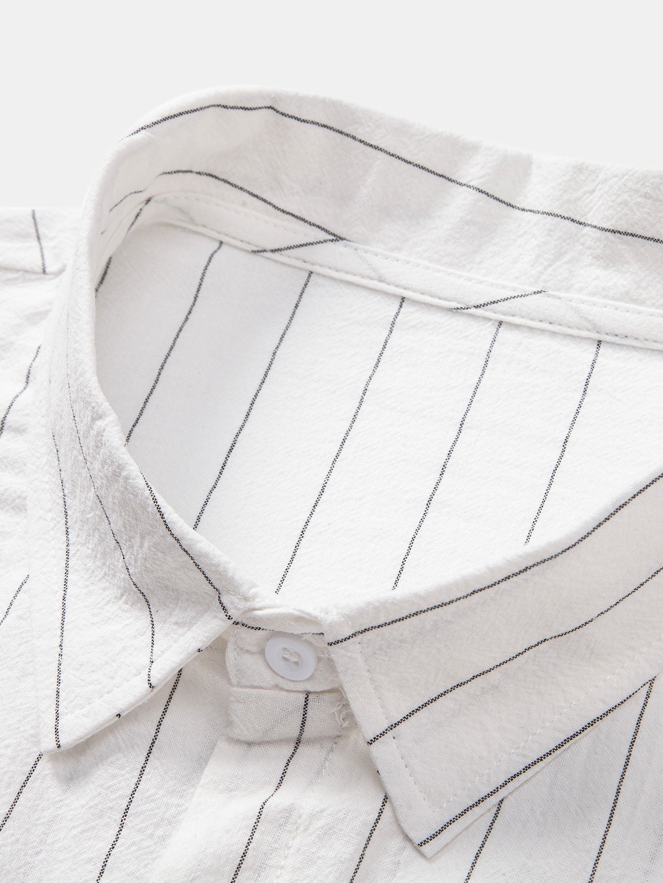 Ensemble Décontracté : Chemise Rayée Style Lin & Short à Cordon