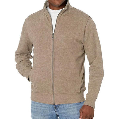 DOM | Veste sweat unie zippée à col montant pour hommes