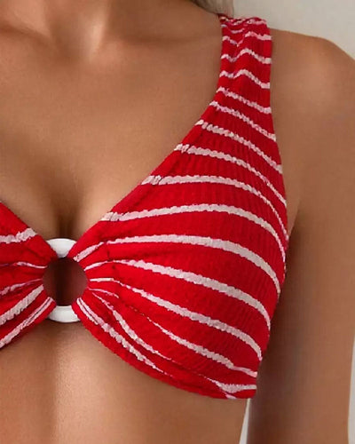 Maillot de bain Sexy Push-Up Rayé Vacances Deux-pièces