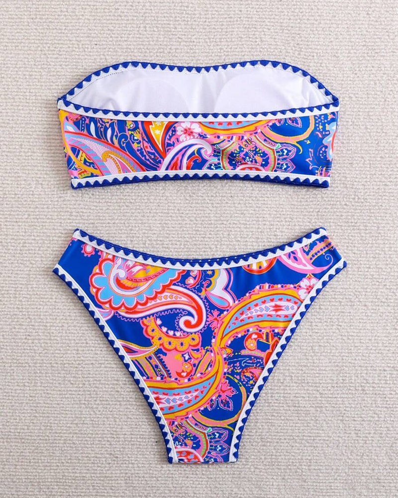 Bikini Bandeau Imprimé Deux Pièces Triangle